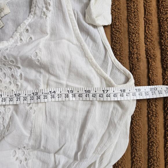 Cynthia Rowley Womens Cottagecore Boho Tie -strap Peplum White Eyelet Tank Top L - Picture 10 of 11
